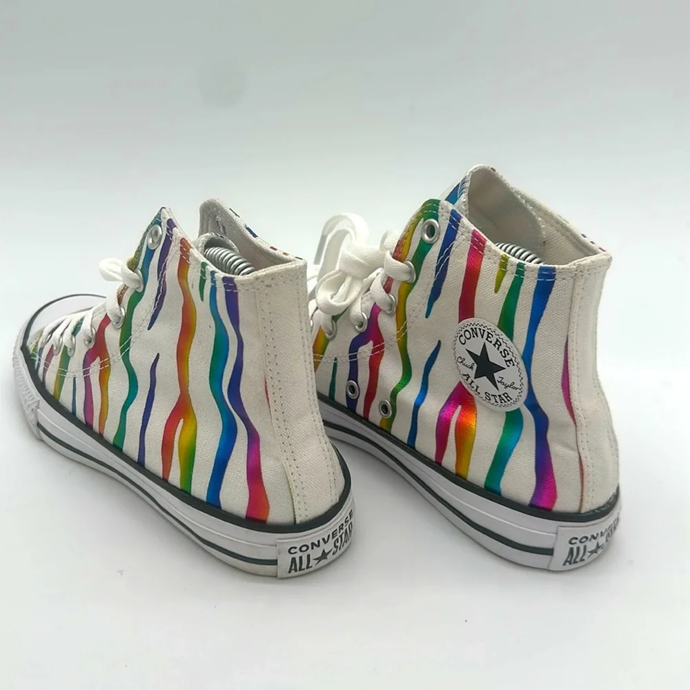 Converse Chuck Taylor Metallic Rainbow Stripe All Star Sneakers Junior Size US 4